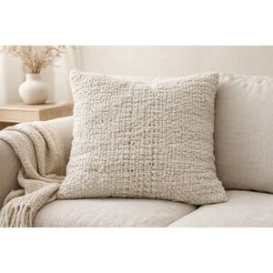 West Elm Textured Woven Pillow Cover 23x23 Ivory Chunky Boho Modern